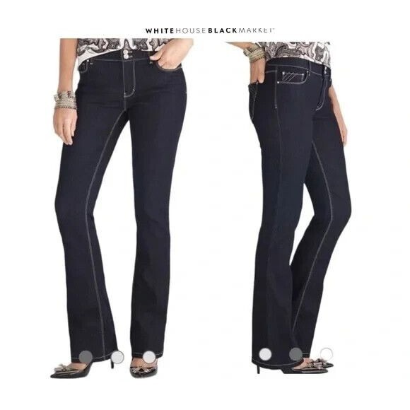 WHBM White House Black Market Skinny Flare Jeans Women's 6R Lowrise Dark Wash - Picture 12 of 13